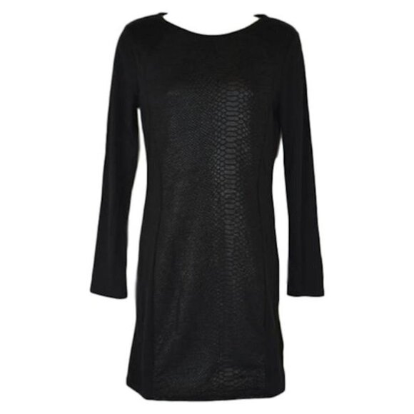 Divided Snake Skin Accented L/S Sheath Dress 10 - Picture 1 of 3